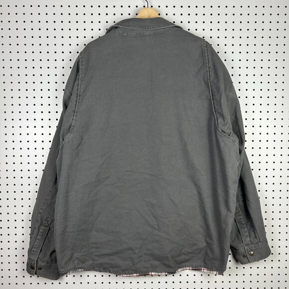 Carhartt Rugged Flex Canvas Fleece Lined Shirt Jacket 2XL Gray Plaid 100590 Logo - Picture 4 of 9